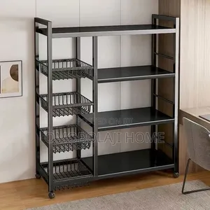 Heavy-Duty Metal Kitchen Organizer Rack Trolley With 4 Basket