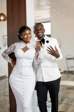 Classy Couple White Wedding Dress Outfit