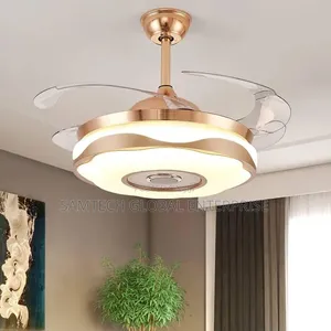 Luxury Led Ceiling Fan With Light Bluetooth Speaker Rose Gold Finish