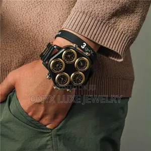 Luxury Men’S Multi-Dial Black Gold Wristwatch