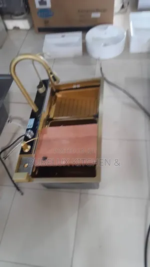 Gold 304ss Double Kitchen Sink|With Cutting Board+Faucet+Cup Washer