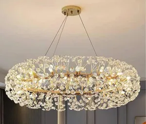 Luxury Crystal Halo Chandelier – Modern Gold Led Statement Light