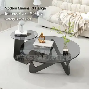 New Modern Glass Top Centre Table With Side Stool.