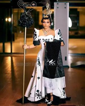 Premium Custom White Black Efik Wedding Dress