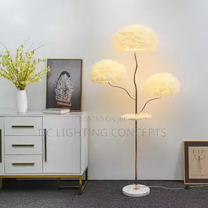 Modern Ostrich Feather Palm Tree Copper Nordic Camel Floor Lamp.