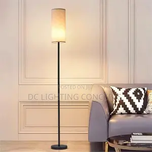 Modern Fabric Shade Linen Living Room and Bedroom Bedside Floor Lamp.