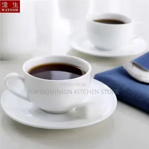 Pure White Ceramic Tea Cups And Saucer Set,Simple Creativ