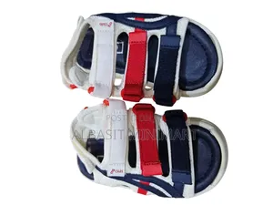 White, Red, And Blue Velcro Strap Baby Sandals