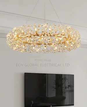 Modern Luxury Gold Ring Crystal Dandelion Chandelier – 600mm