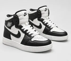 Black White High-Top Sneakers – Lace-Up Shoes (Sizes 32–37)