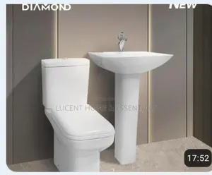 Diamond Bathroom Set – Modern Water Closet Pedestal Wash Basin