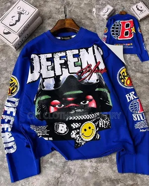 Men’S Graphic Streetwear Sweatshirt – Royal Blue, White, Brown
