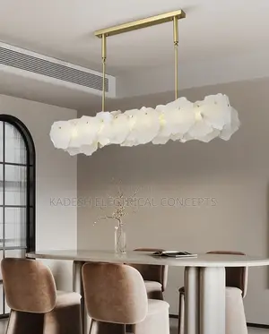 Natural Brass Alabaster Chandeliers Luxury White Marble Chandeliers