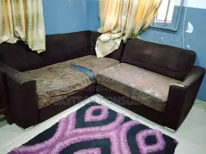 Set of L-Shape Chairs With Side Table