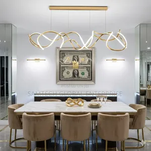 Luxury Wave Led Pendant Chandelier – Modern Gold Statement Light