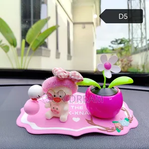 Lady Car Ornaments Pink Car Decoration Moving Flowers Home Decration