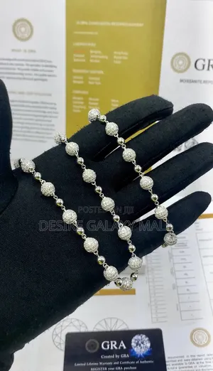 VVS Moissanite Diamond Rosary Pendant With Round Ball Necklace