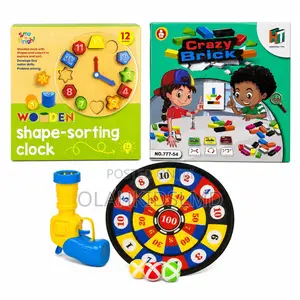 3-in-1 Kids Learning Toy Set – Wooden Shape Sorting Clock, Crazy
