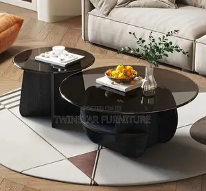 New Modern Glass Top Centre Table With Side Stool