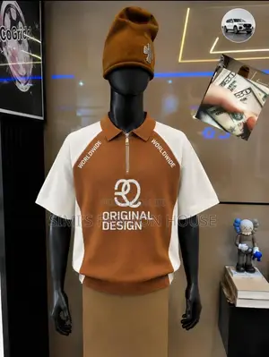 Men's Streetwear Zip Polo — Brown Black | Smart Casual