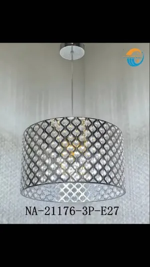 Modern Chrome Crystal Pendant Light (3x E27) – Adjustable Hanging Lamp