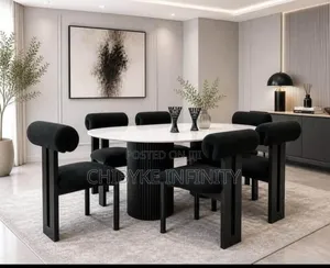 High Quality Imported Marble Dining With 6 Chair Available to Pick Up
