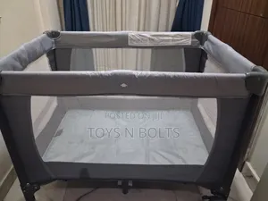 Baby Cot Play Pen Plain Grey for Newborn to Toddler
