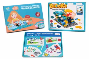 3-in-1 Kids Learning Bundle – Writing Practice Book, Sliding Building