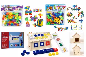 Kids Building Blocks Wooden Word House Learning Set Bundle