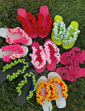 Handmade Crochet Ruffle Flip Flops