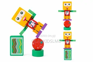 Building Block Big Head Robot – Wooden Stacking Toy Set