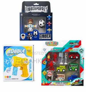 Kids Toy Bundle – Finger Puppet Football, Bubble Gun City Bus Play