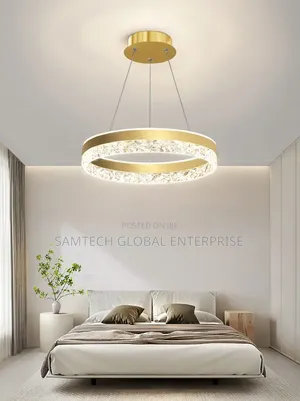 Luxury Crystal Ring Led Chandelier – Modern Gold Pendant Light