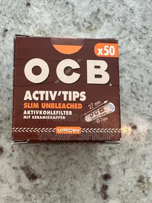 Ocb Slim Unbleached Charcoal Filters With Ceramic Caps