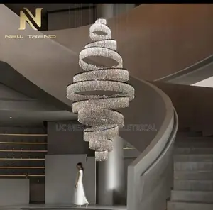 Duplex Building Large Chandelier, Postmodern Living Room Crystal Lamp