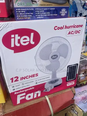 Itel Solar Rechargeable Fan 12’Inches