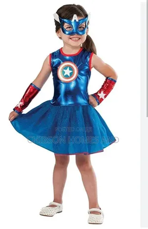 Girls Captain America Costume Dress Set
