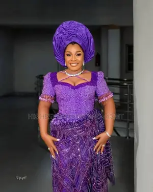 Premium Purple Hand-Beaded Blouse Wrapper