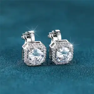 Zirconia Unisex Clip on Quality Silver Earrings Men’S Women’S Studs