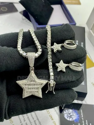 VVS Moissanite Tennis Chain, Star Pendant and Star Earring in Store