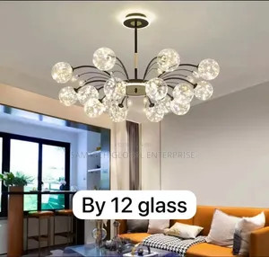 Luxury Crystal Bubble Chandelier – 12 Glass Globe Led Ceiling Light
