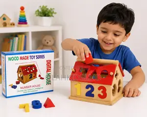 Wooden Number House Shape Sorter – Digital House Educational Toy