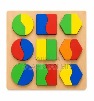 Wooden Two-Piece Shape Puzzle Board – Color Matching Learning Toy
