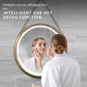 Wall Mounted Gold Framed Led Mirrors With Hanging Kits
