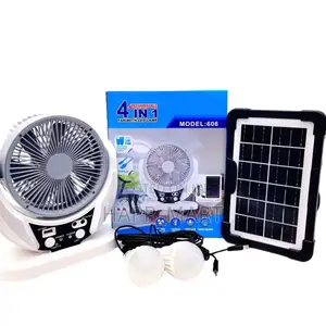 4-in-1 Solar Rechargeable Fan With Led Lights