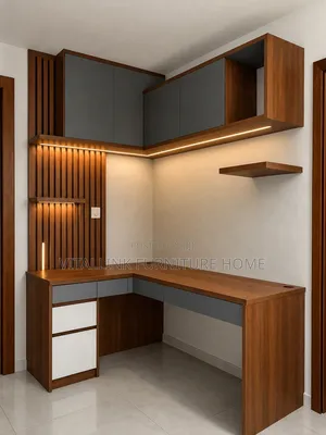 Premium L-shaped Office Desk With Floating Shelves