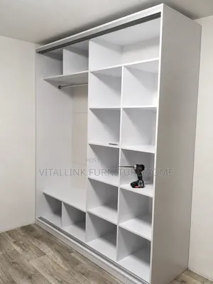 White Modular Closet Frame With Hanging Rail