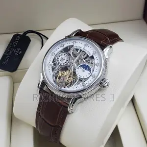 Luxury Leather Patek Philippe Skeletonized Dial Watch