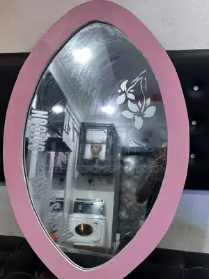 Oval Wood Inlay Mirror