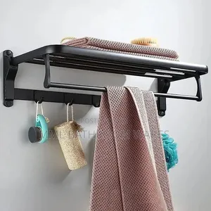 Black Multiple Towel Hanger With Sponge Hooks